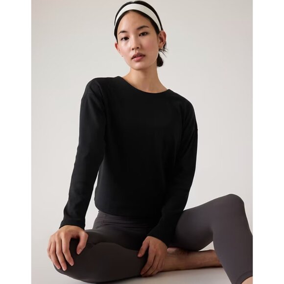 Athleta S Presence Twist Sweatshirt Black Small - Picture 1 of 4